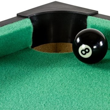 Mini Pool Billardtisch inkl. Zubehör (2 Queues, Kugeln, Dreieck, Kreide, Bürste), 3 Dekore, Maße: 92x52x19cm - 