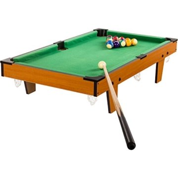 Mini Pool Billardtisch inkl. Zubehör (2 Queues, Kugeln, Dreieck, Kreide, Bürste), 3 Dekore, Maße: 92x52x19cm - 